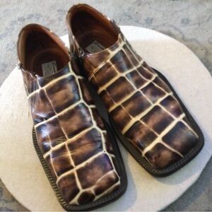 Mens Emilio Franco Fine Leather Shoes Croc Design Size 8